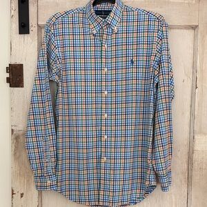 Polo Ralph Lauren Blue and Orange Plaid Shirt
